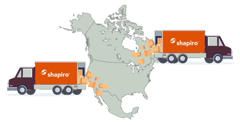 two trucks dropping shipments on the U.S.