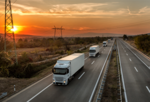 trucks driving on highway